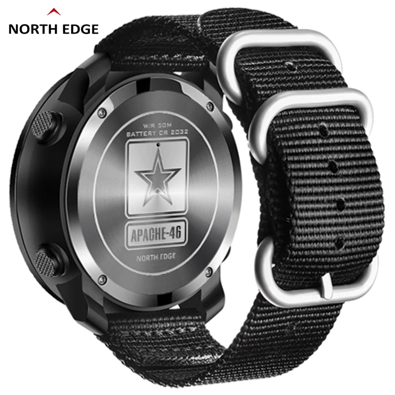 NORTH EDGE APACHE-46 Men's Digital Watch Outdoor Sports Running Swimming WR50M Outdoor Sport Watches Altimeter Barometer Compass