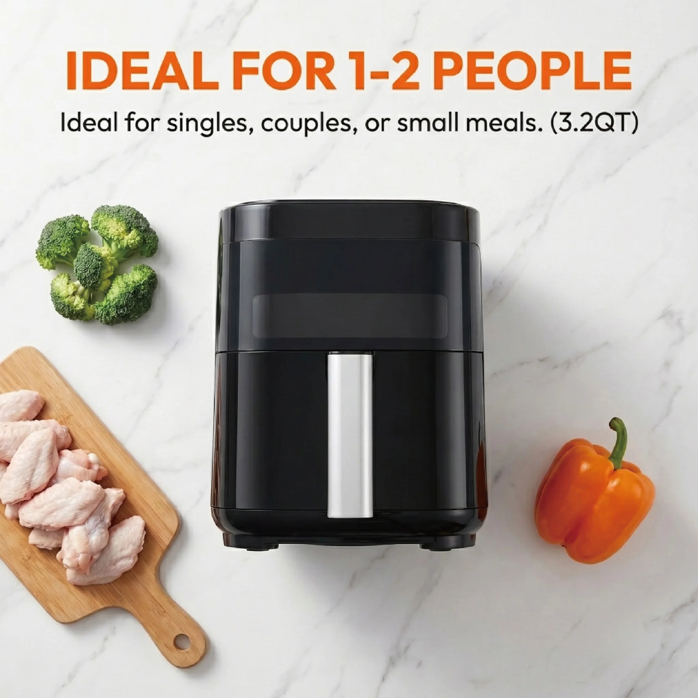 YMS 3.2QT Touchscreen Air Fryer with Visible Window, Black, 8-in-1 Preset Functions, Oil-Free Healthy Cooking, Fast & Easy to Clean, 1200W Compact Small Air Fryer for Singles, Perfect for Apartment Dorm Countertop Use, Air Fr
