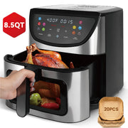 8.5QT Air Fryer, View Window, Multifunctional Large Family Size Capacity for 4-8 People, 10in1 Smart Digital Presets Air Frying