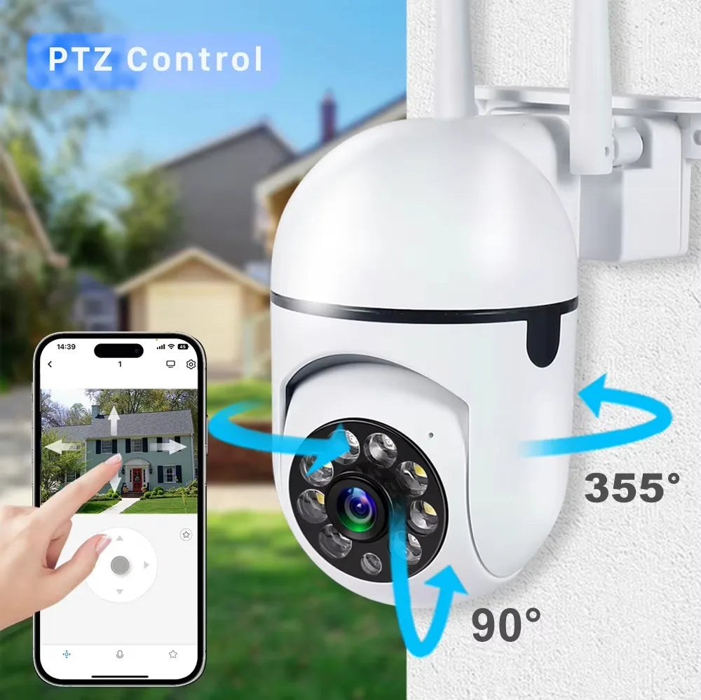Secure your space with WiFi wireless security camera—featuring 4X zoom, auto-tracking, two-way audio, HD video, and color night vision for complete peace of mind!