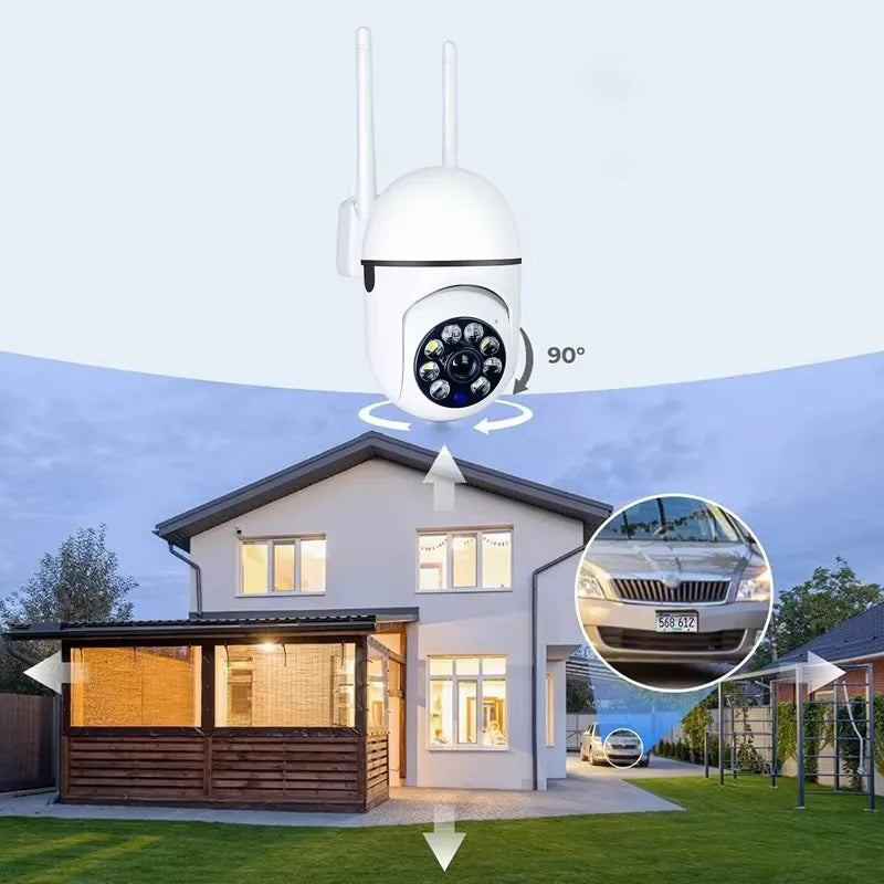 Secure your space with WiFi wireless security camera—featuring 4X zoom, auto-tracking, two-way audio, HD video, and color night vision for complete peace of mind!