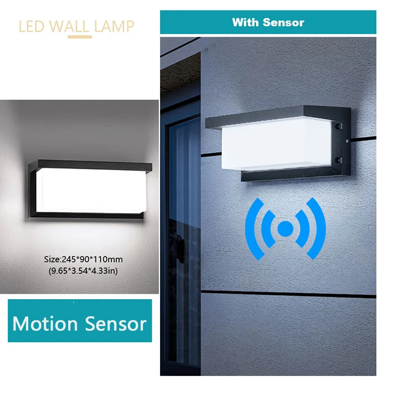 LED Outdoor Wall Light Waterproof outdoor led light Radar Motion Sensor outdoor lamp for Balcony garden lights outdoor lighting