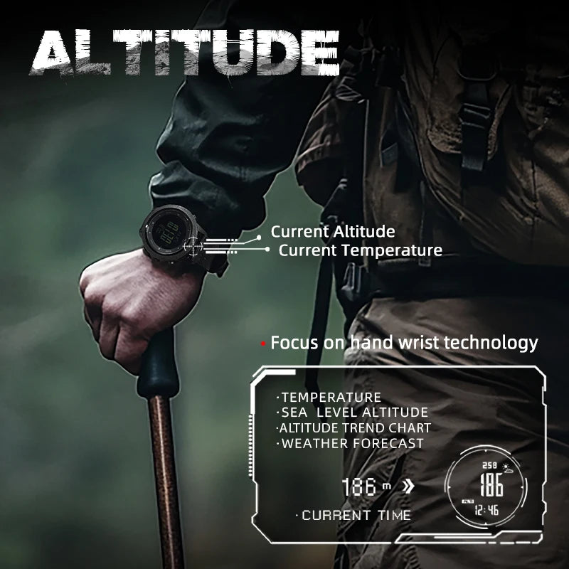 NORTH EDGE APACHE-46 Men's Digital Watch Outdoor Sports Running Swimming WR50M Outdoor Sport Watches Altimeter Barometer Compass