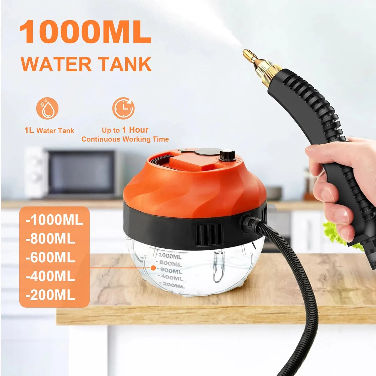 3800W High Pressure Steam Cleaner, Portable Household & Car Steam Cleaning Machine with Handheld Spray Gun, High Temperature Multipurpose Cleaner for Kitchen, Bathroom, Upholstery, Tile, Grout & Auto Detailing