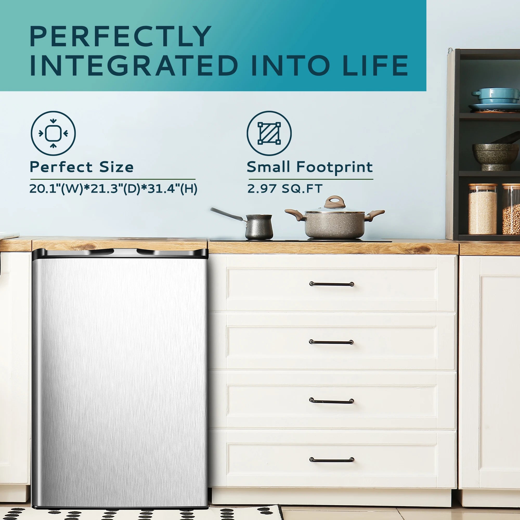 SIMZLIFE Upright freezer 3.0Cubic Feet Single Door Compact Mini Freezer with Reversible Door Small freezer for Home Dorms Office