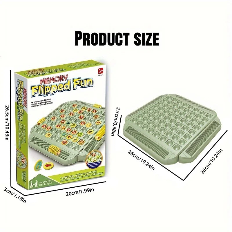 4 Player Interactive Memory Matching Board Game - Colorful Fruit & Animal Sliding Puzzle for Family Fun,Ideal for Kids