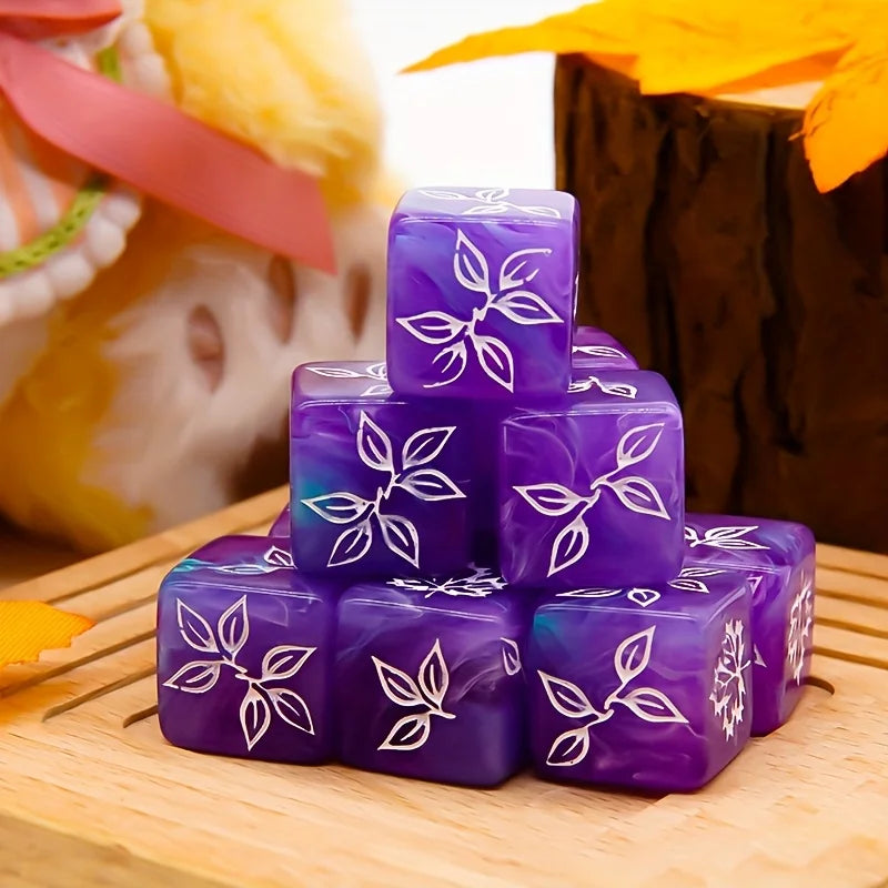 10PCS Unique Maple Leaf Dice Set | Board Game Dice for Family Party, Halloween Christmas Festival, Couple & Collection Gift