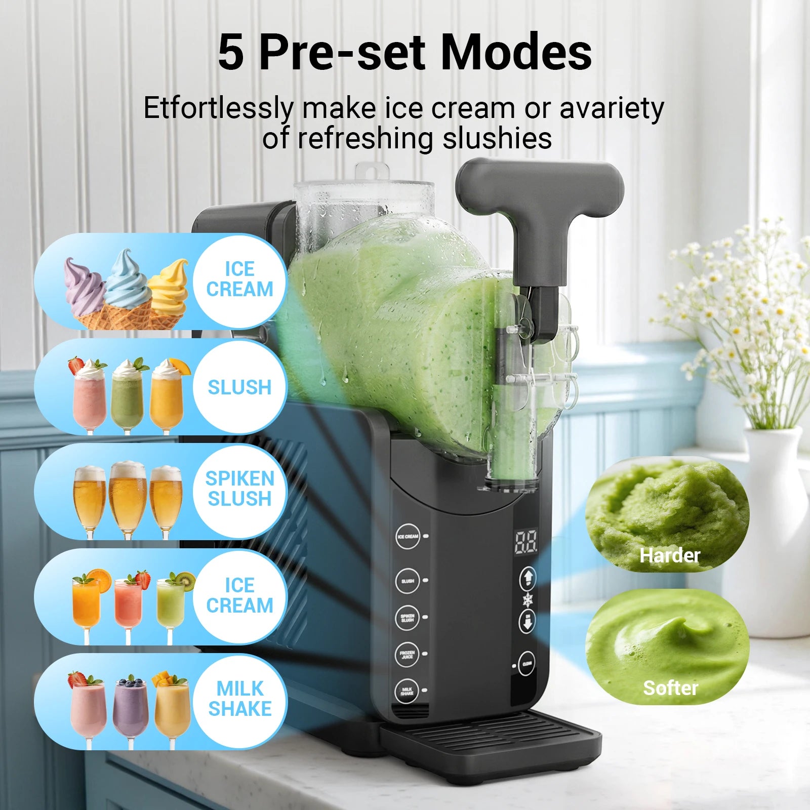2-in-1 Slushie Machines & Soft Serve Ice Cream Maker, 68oz Vessel No-Ice-Needed  Slushy Maker Machine Frozen Drink Machine