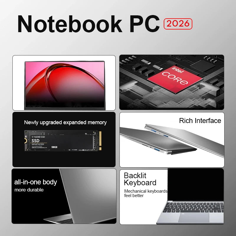 2026 Gaming Laptop Intel i9-10980HK/9900U Windows 11 Pro Office Study Computers 16GB RAM 1TB SSD Backlit Keyboad 15.6" Notebook