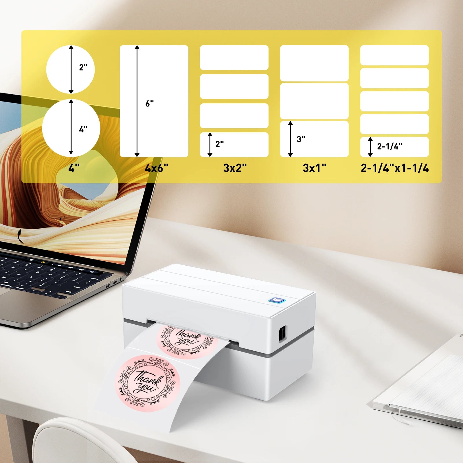 Uyin Y810 4-Inch Thermal Print Shipping Label Printer Bluetooth Interface 203DPI Resolution for Barcode QR Code Label Printers