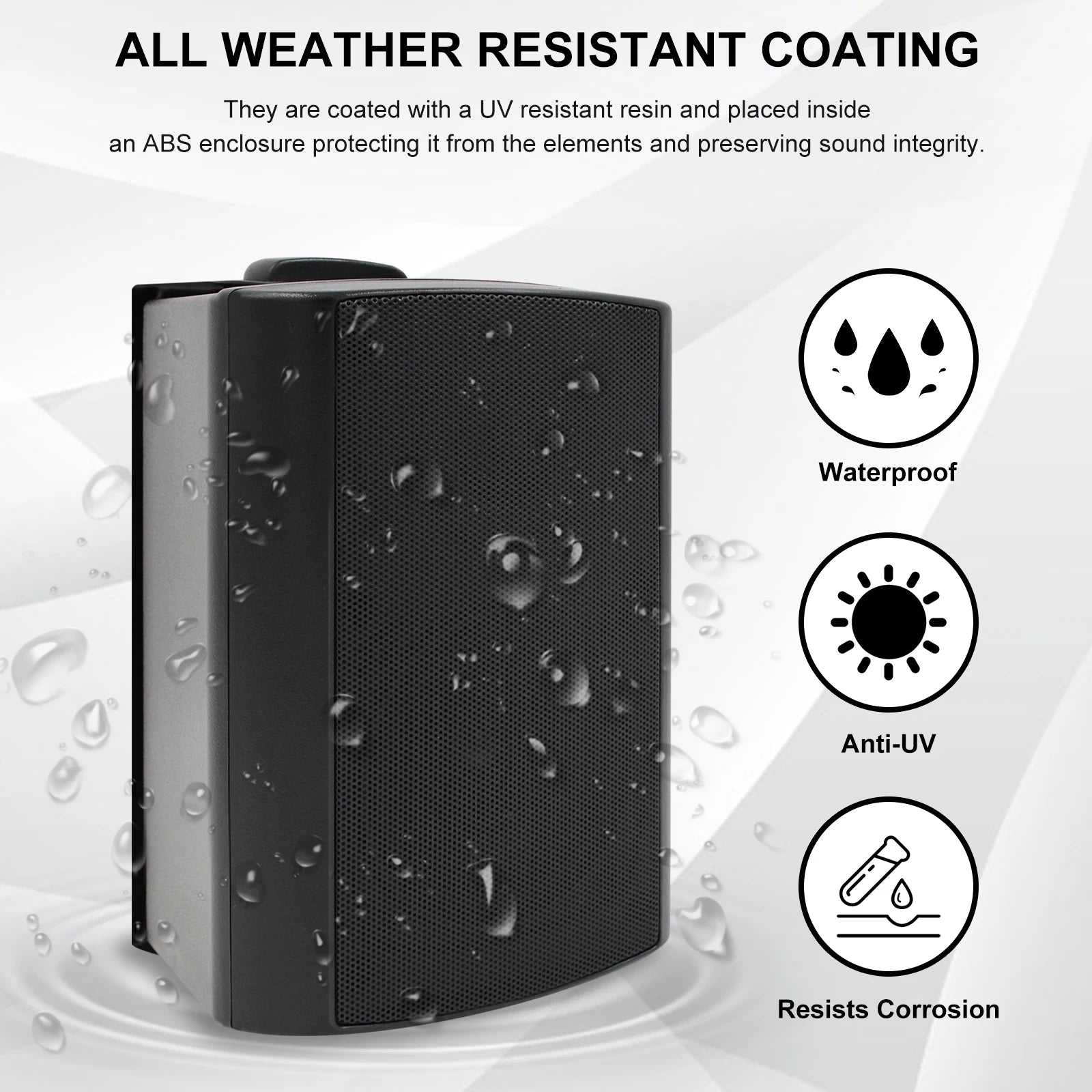 Herdio 2PCS 4'' 200 Watt Indoor Outdoor Speakers Wall Mounted 2 Way Audio SystemPowerful Bass Expansive Stereo Sound Coverage