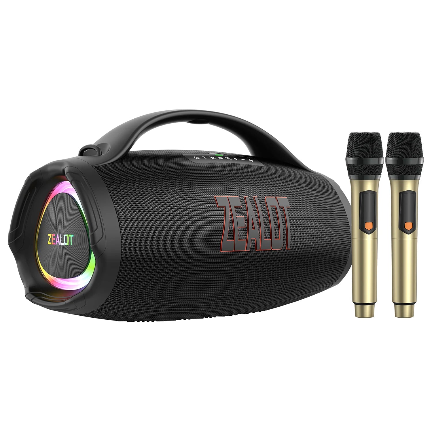 ZEALOT S98M Portable Speaker with 2 Wireless Microphones with Lights, Karaoke Microphone Supports USB/TF/AUX for Home Party