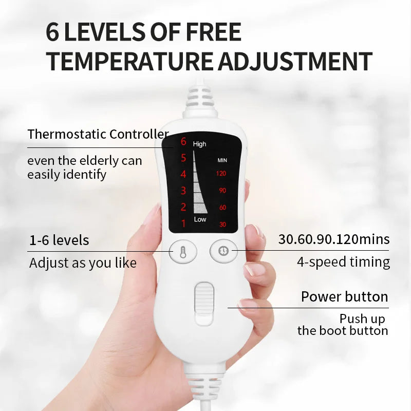 Soft Fleece Electric Heated Foot Warmer Auto-Off Feature Portable Household Bedroom Heater for Work Sleep Overheat Protection