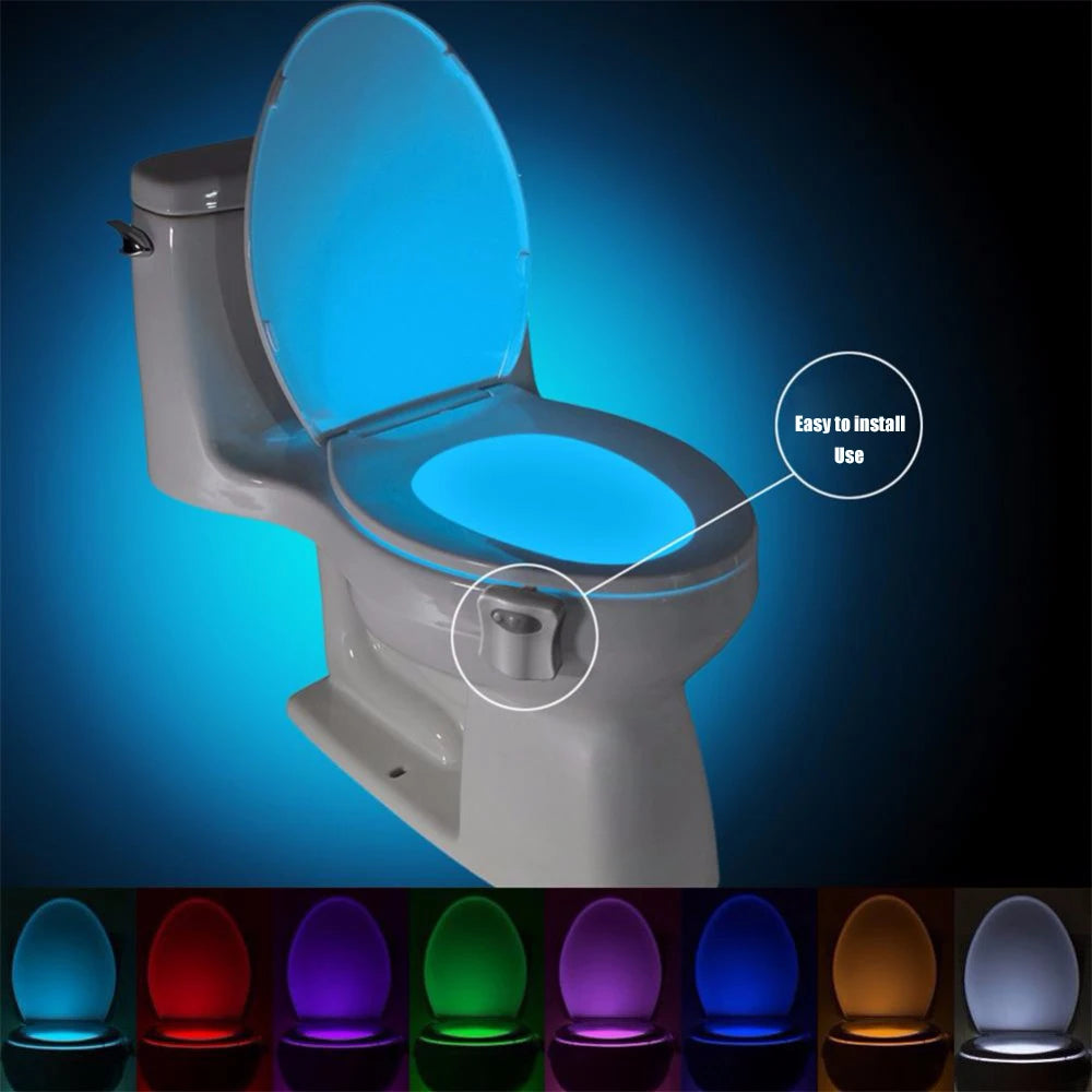 Automatic Motion Sensor Toilet Night Light 16 Colors Washroom Toilet Bowl Seat Light Battery Operated Waterproof Bathroom Lamp