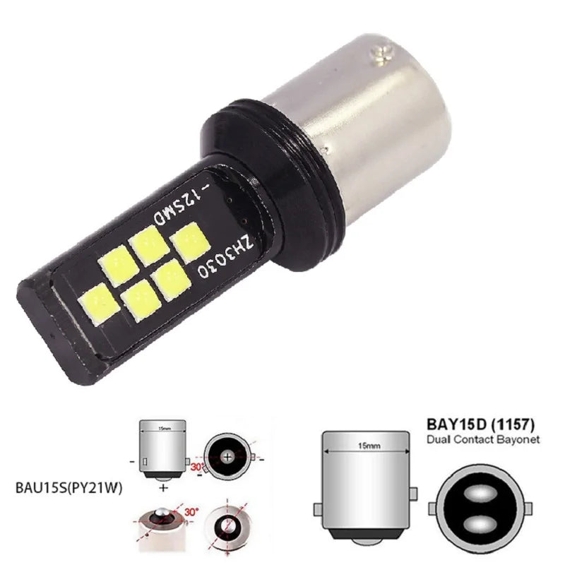 1pcs Py21w Ba15s P21w Led 1156 Bau15s Bulb 3030SMD 1157 Led Bay15d P21/5w Car Turn Signal Lamp Brake Backup Light White
