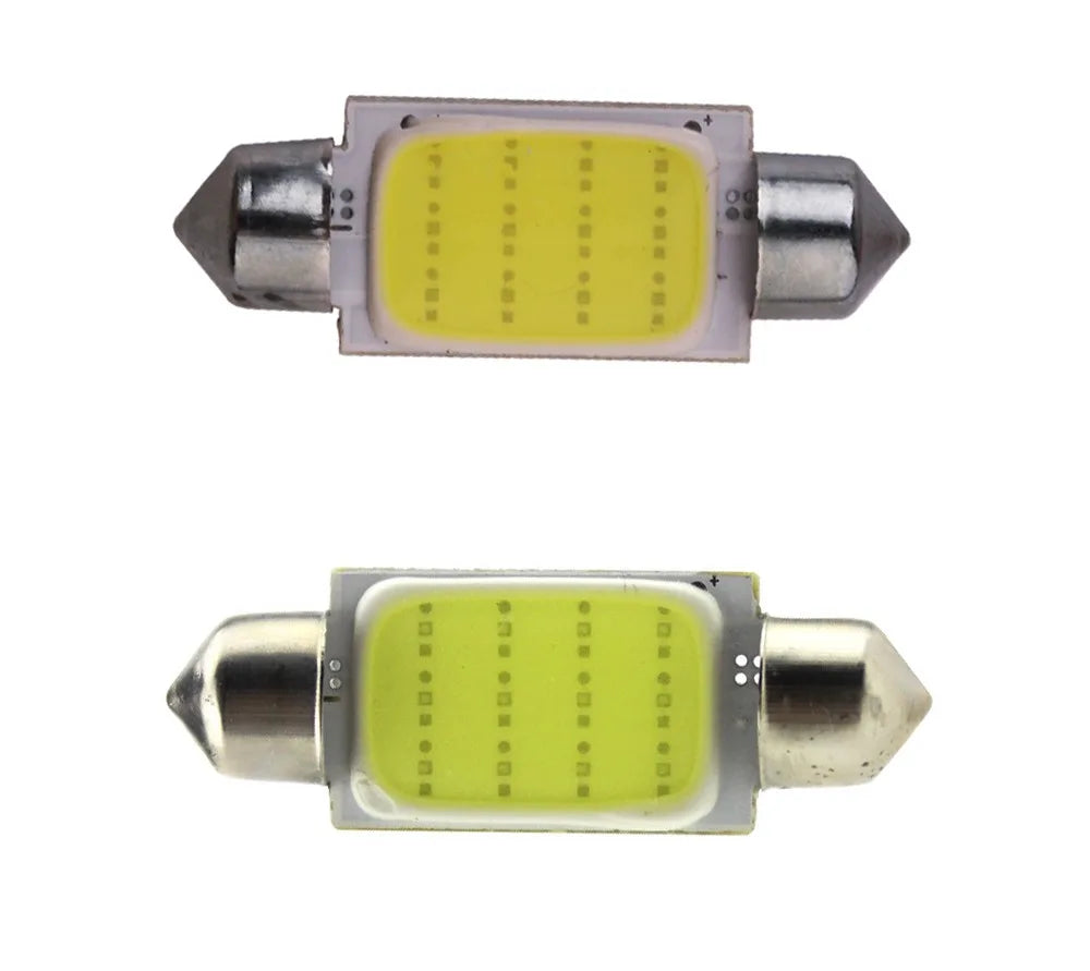 2pcs C10W C5W LED COB Festoon 31mm 36mm 39mm 41mm 42mm 12V White Bulbs Cars License Plate Interior Reading Dome Door Light 6500K