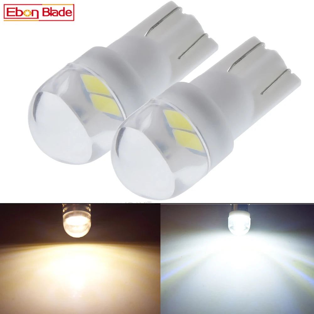 2Pcs T10 Warm White Car Light W5W 194 168 LED Wedge Bulb 6V 6.3V 12V Auto Interior Dome Map Motorbike Scooter Side Marker Lamp