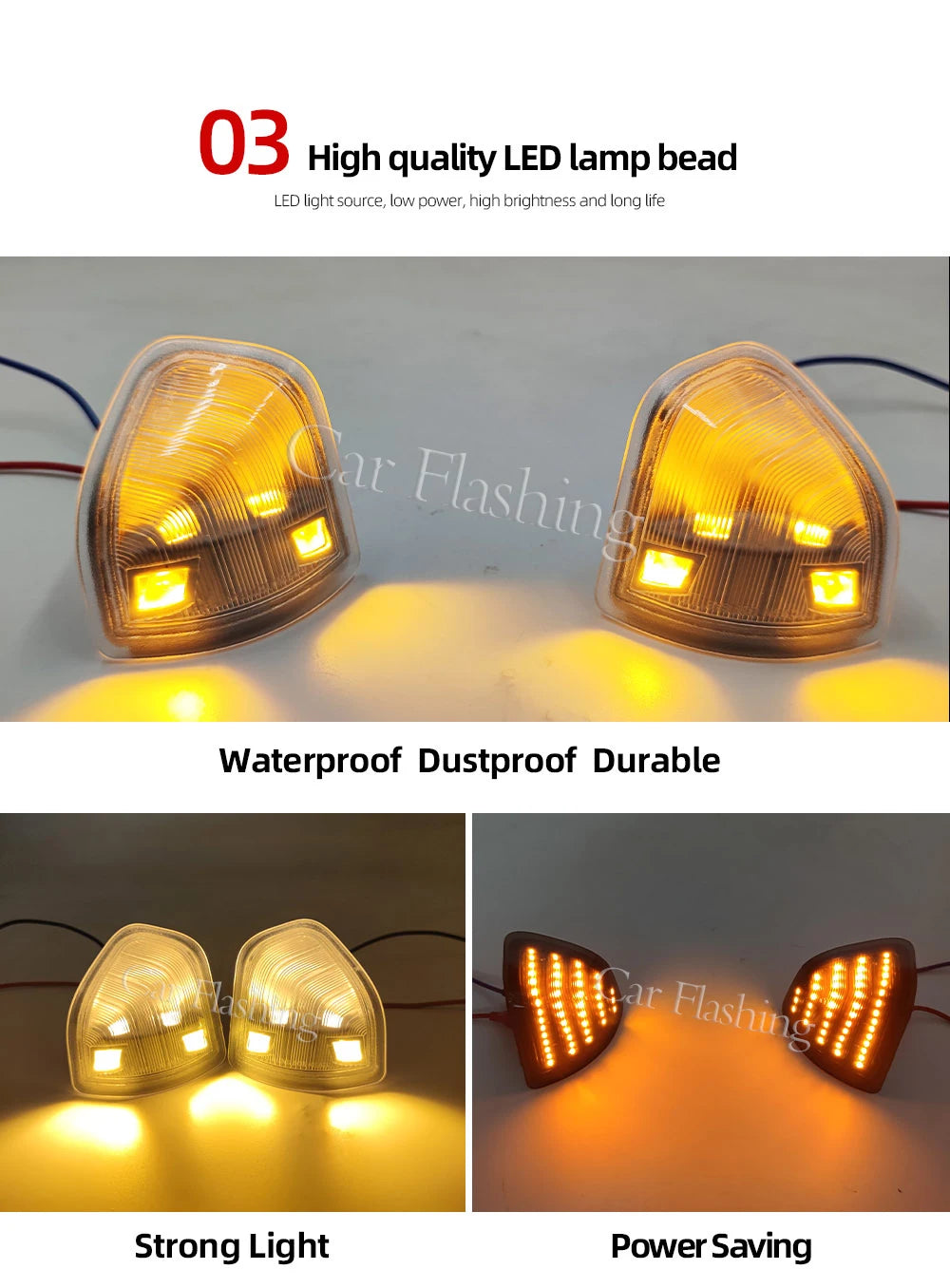 2Pcs For Dodge Ram 1500 2500 3500 Front Mirror Turn Signal Light Clear Smoke Lens Amber LED Side Mirror Turn Signal Lights