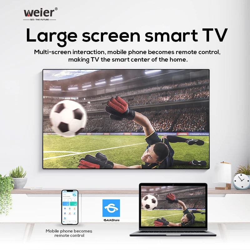 Weier 75-Inch YX-T75 Double Glass DVB-T2 Android 14 1.5+8G 4K UHD Smart LED TV for Hotel Use
