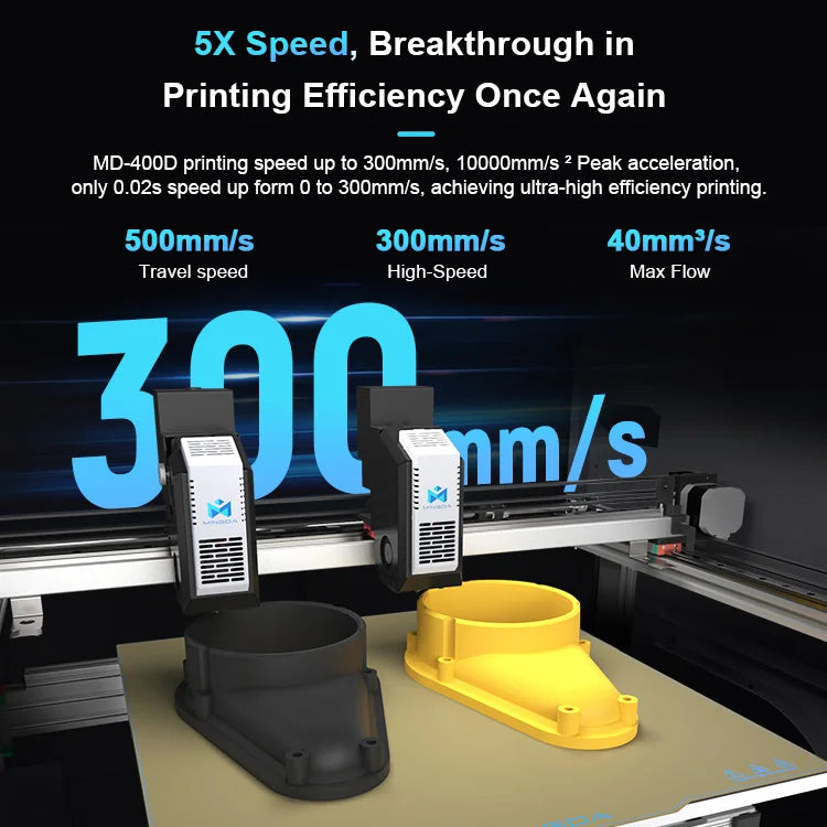 MD-400D High Speed FDM 3d Printers with Two Extruders for Aerospace Industry