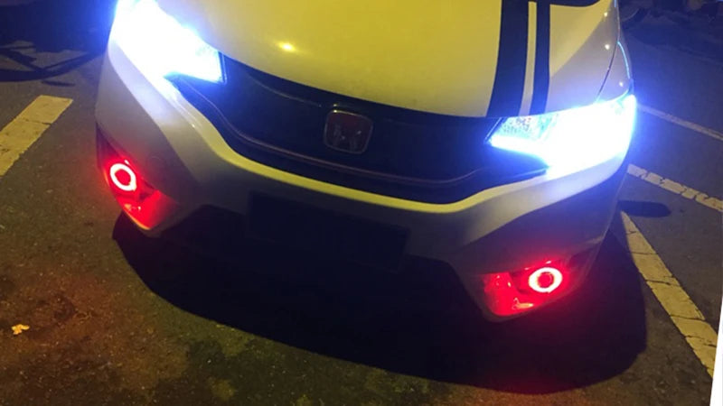 2pcs 3.0 Angel Eyes Fog Lamp 12V Universal 2.5 COB LED DRL Lamp 3.5 Driving Lights White Blue Pink Yellow Green 64/76/89mm