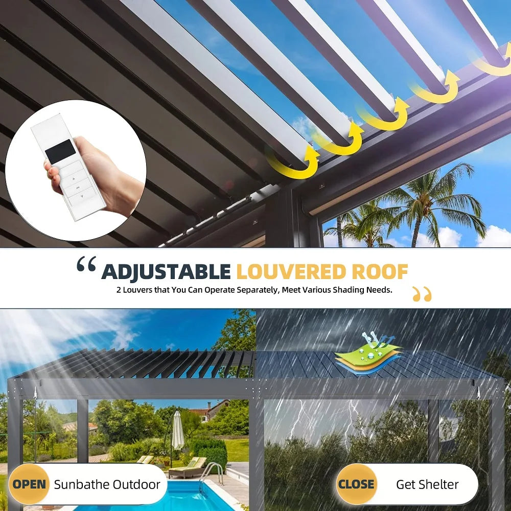 Modern Motorized Waterproof Aluminum Pergola Outdoor Furniture Garden Patio Foshan Pergola