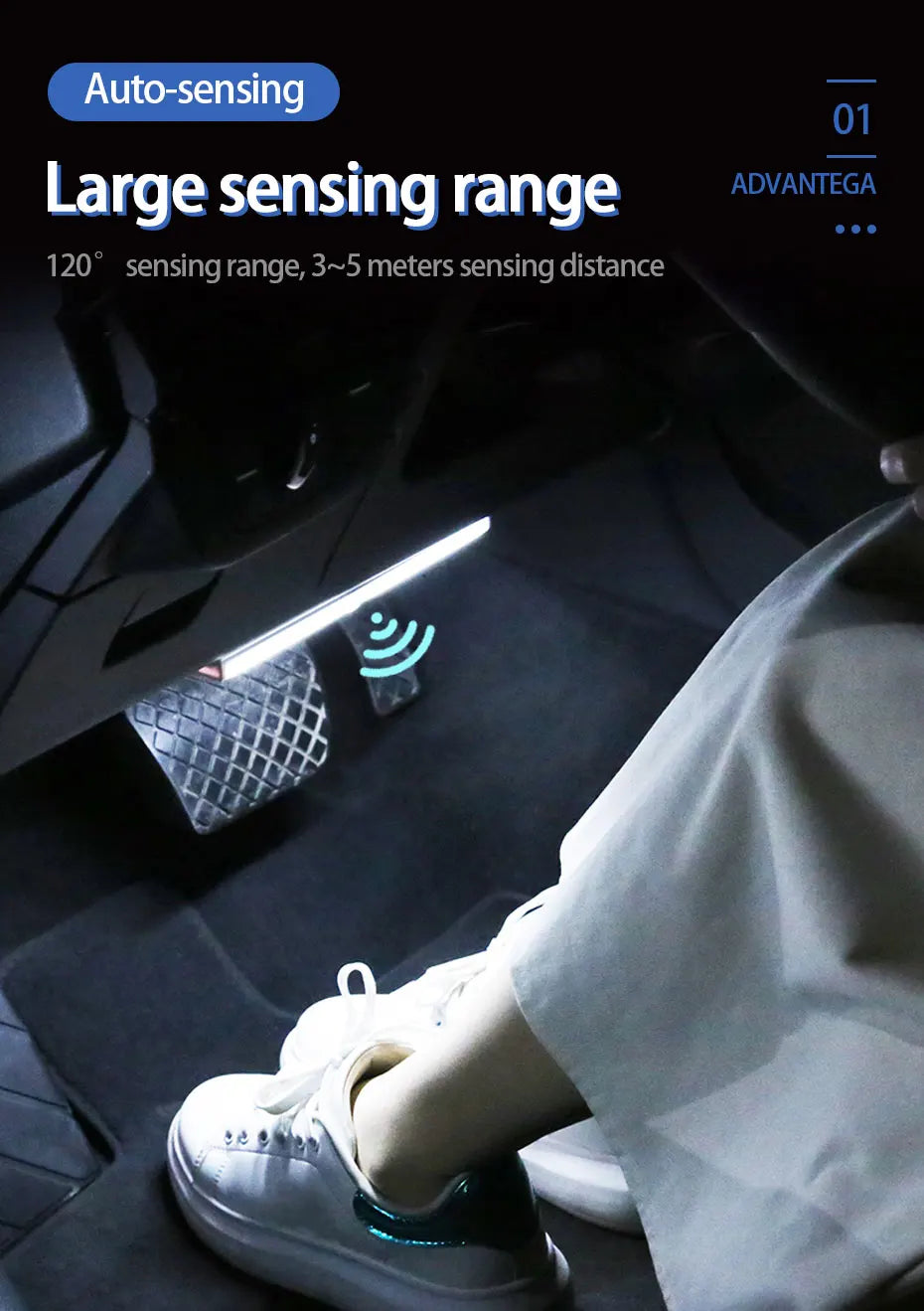 Wireless Car LED Strip Lights Foot Light Rechargeable Human Body Induction Night Light for Car Trunk Magnetic Reading Lamp