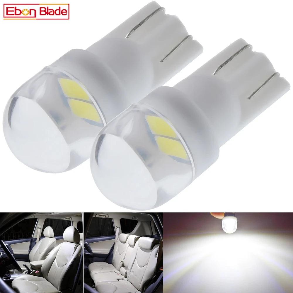 2Pcs T10 Warm White Car Light W5W 194 168 LED Wedge Bulb 6V 6.3V 12V Auto Interior Dome Map Motorbike Scooter Side Marker Lamp