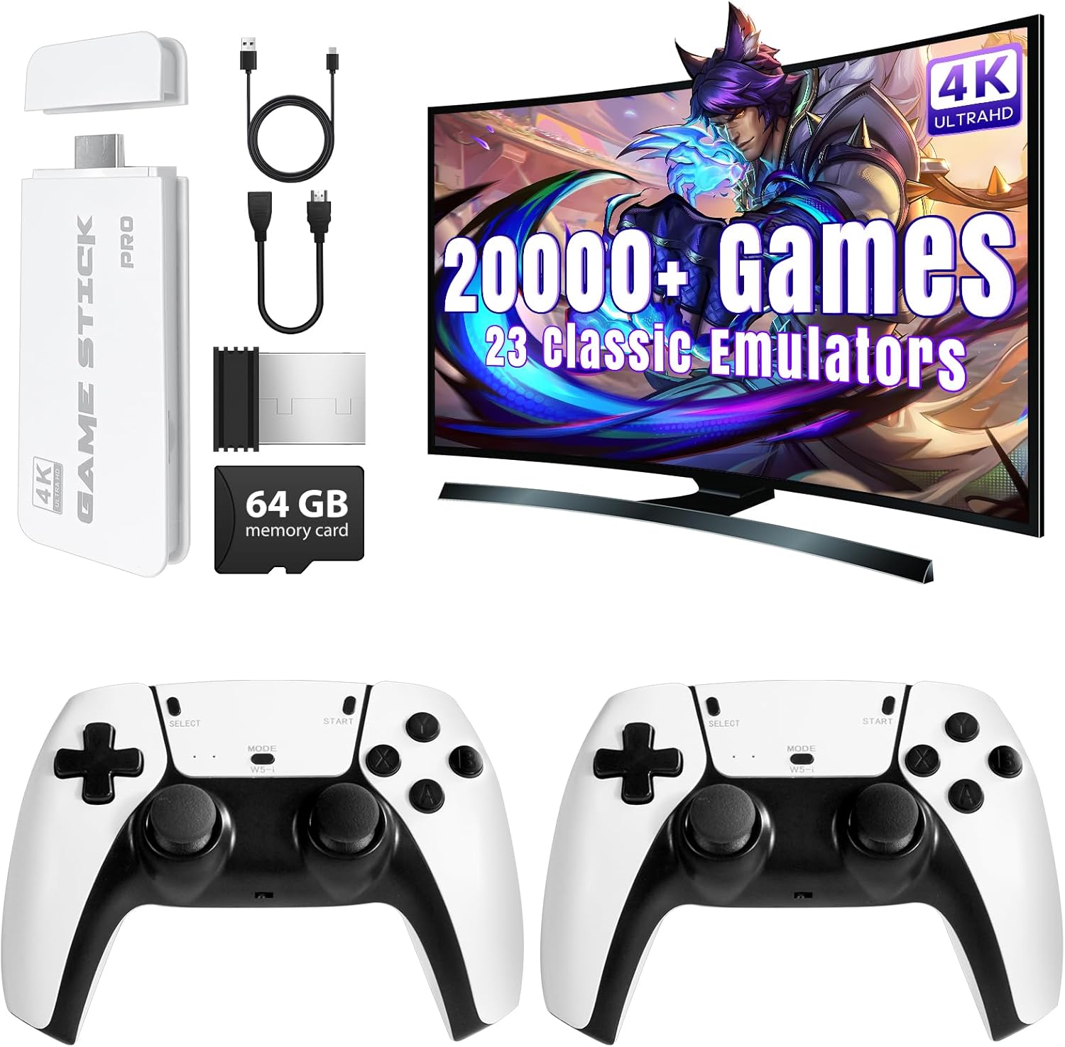 HD Game Stick (4K 20,000 Retro Games  64GB)
