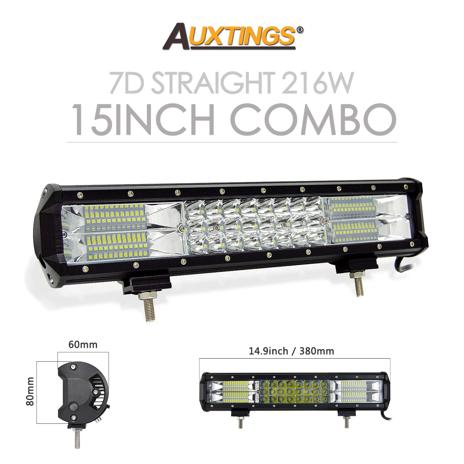 Auxtings 12-45in 180W-612W Tri-Row 7D LED Light Bar Offroad Led Bar Combo  Led Work Light Bar for Truck SUV ATV 4x4 4WD 12v 24V