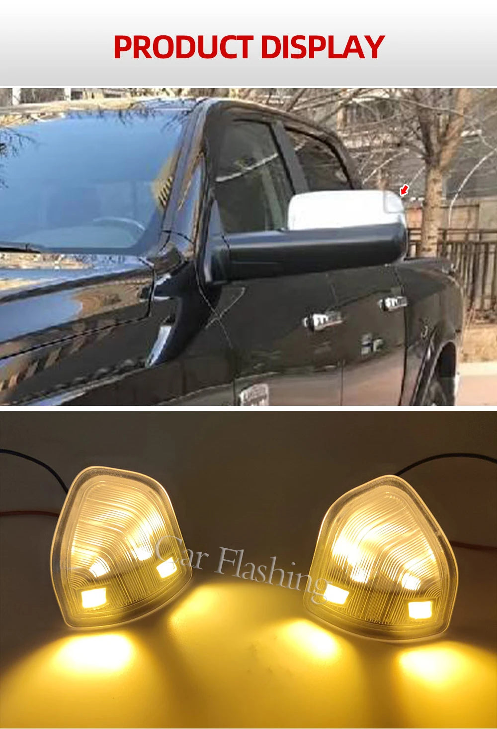 2Pcs For Dodge Ram 1500 2500 3500 Front Mirror Turn Signal Light Clear Smoke Lens Amber LED Side Mirror Turn Signal Lights