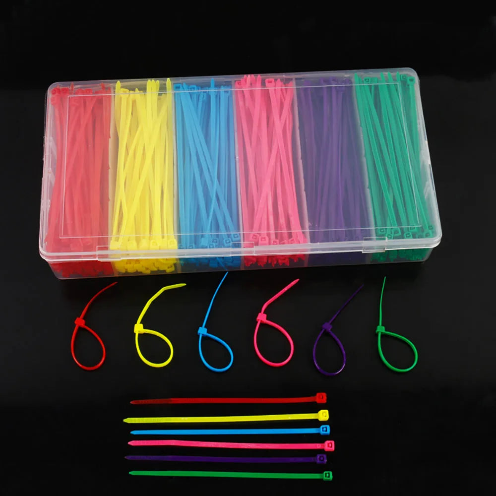 480Pcs/Box 6 Color With 2.5mm 3x100 Self-Locking Nylon Wire Cable Zip Ties Cable Ties Colorful Organiser Fasten Cable
