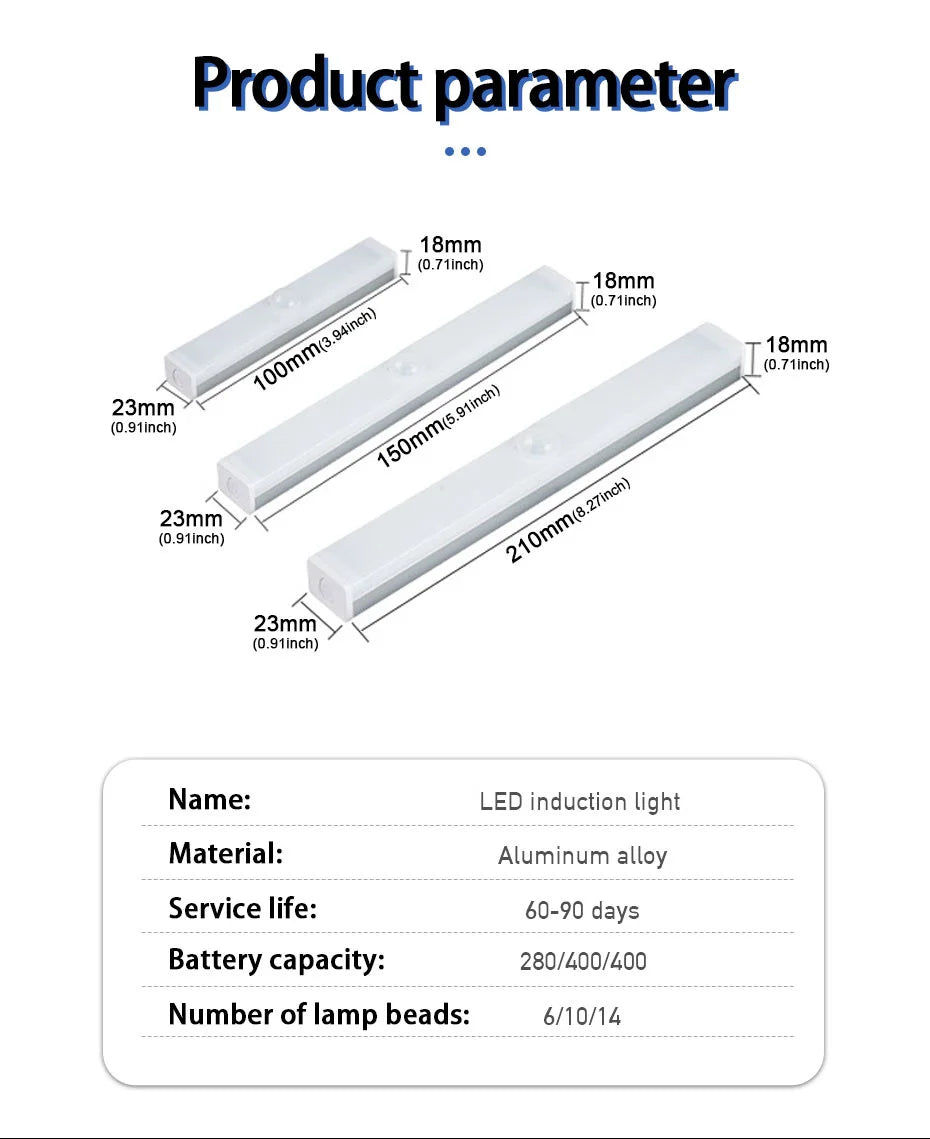 Wireless Car LED Strip Lights Foot Light Rechargeable Human Body Induction Night Light for Car Trunk Magnetic Reading Lamp