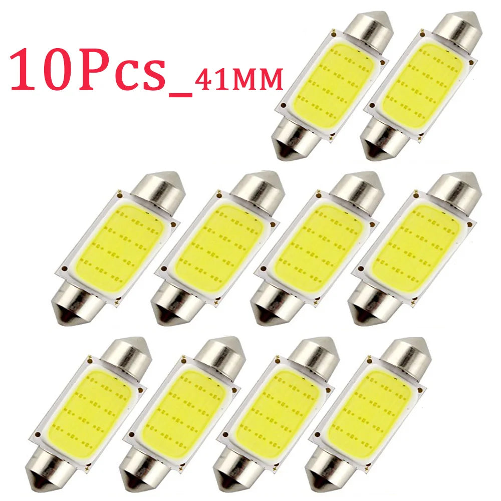 10Pcs/Lot White COB C5W LED Bulbs 12V 24V Car Auto Festoon Dome Interior LED Lights Lamp Roof Reading Bulb 31mm 36mm 39mm 41mm