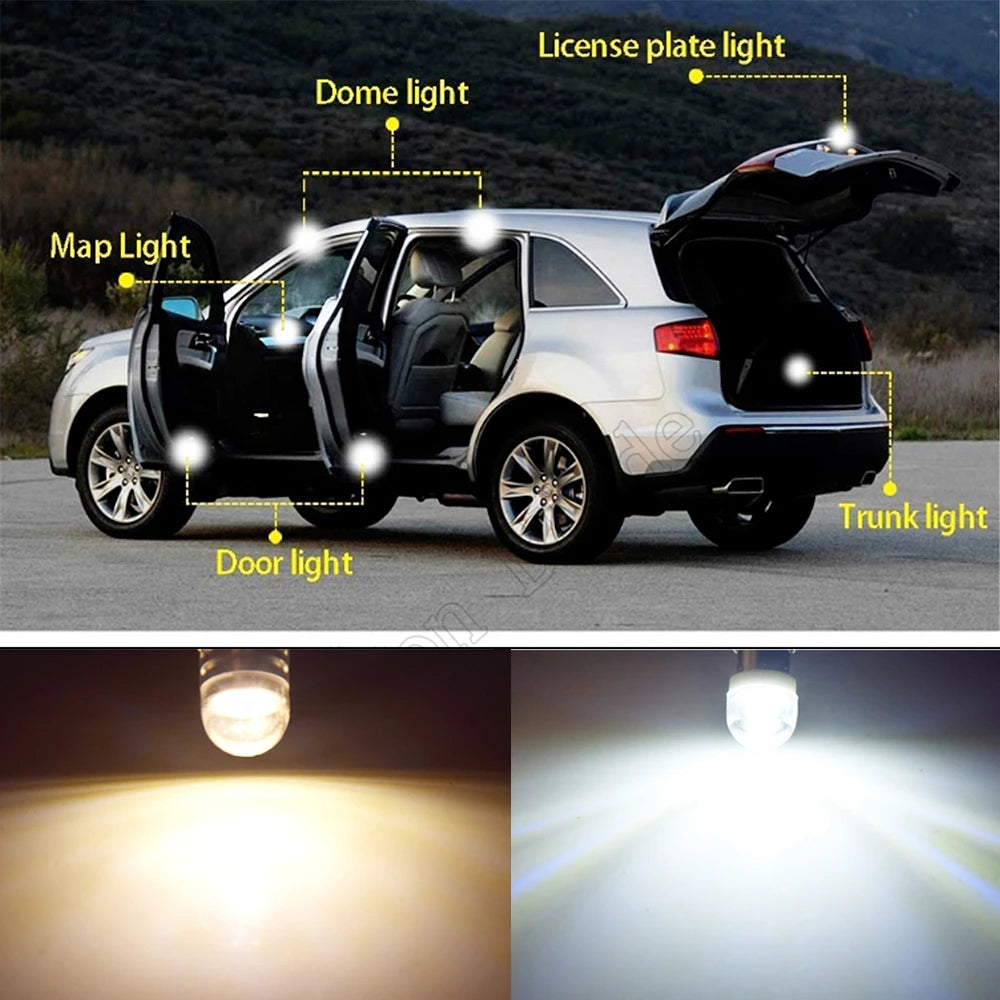 2Pcs T10 Warm White Car Light W5W 194 168 LED Wedge Bulb 6V 6.3V 12V Auto Interior Dome Map Motorbike Scooter Side Marker Lamp