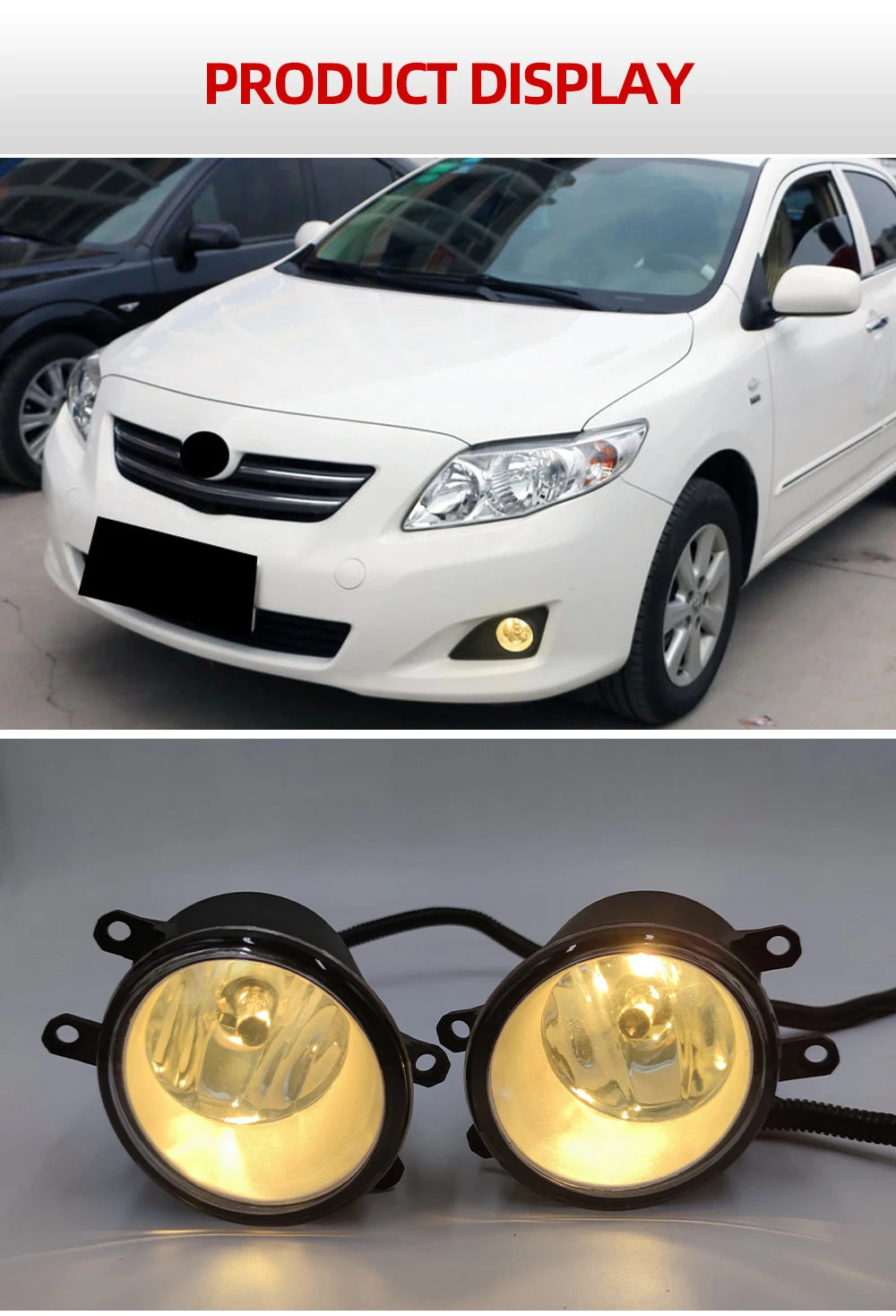 1 Set For Toyota Corolla 2008 2009 2010 Led Fog Lights Fog Lamp Assembly Fog Light Cover Grill Headlight Foglights Frame Frames