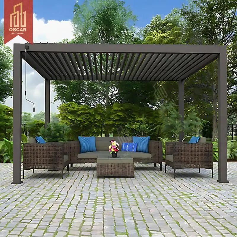 Modern Motorized Waterproof Aluminum Pergola Outdoor Furniture Garden Patio Foshan Pergola