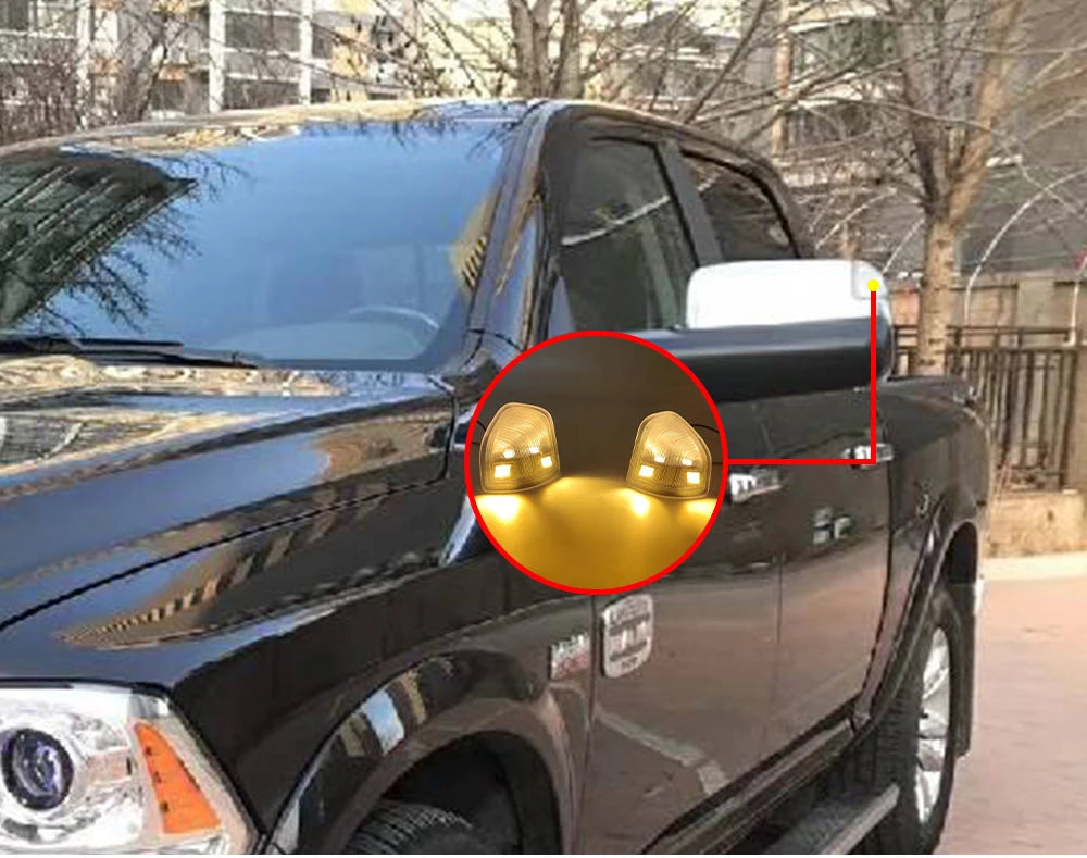2Pcs For Dodge Ram 1500 2500 3500 Front Mirror Turn Signal Light Clear Smoke Lens Amber LED Side Mirror Turn Signal Lights