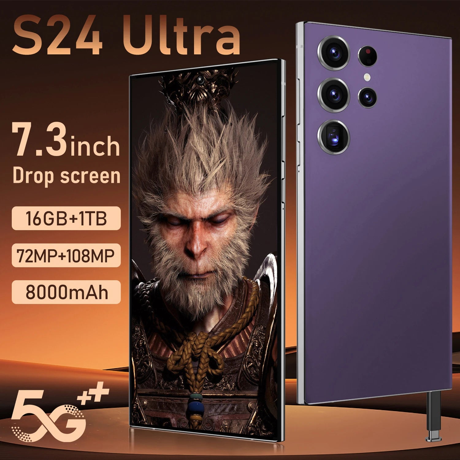 Experience cutting-edge technology with the S24 ULTRA Original smartphone—featuring a stunning 7.3-inch full screen, dual 72MP+108MP cameras, 16GB RAM, 512GB storage, GPS, and face unlock for seamless Android performance!