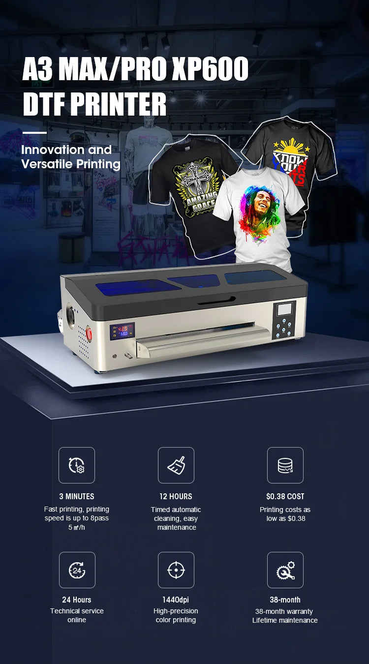 Goosam A3 1390 DTF Printers Direct to Garment Heat Transfer PET Film Dtf Printer CMYKW for T-shirt