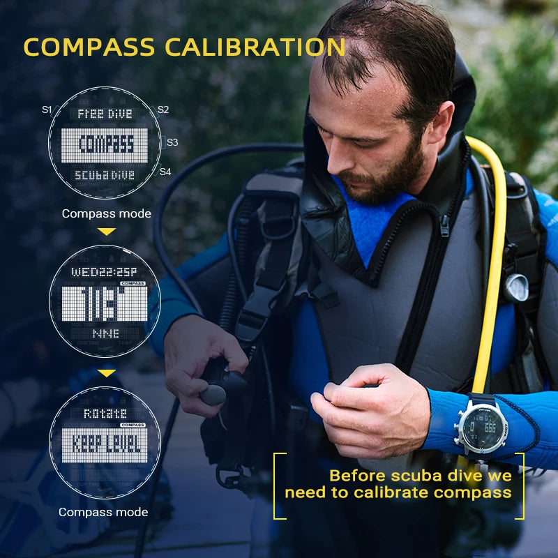 NORTH EDGE Men's Professional Diving Computer Watch Scuba Diving NDL (No Deco Time) 50M Dive Watches Altimeter Barometer Compass