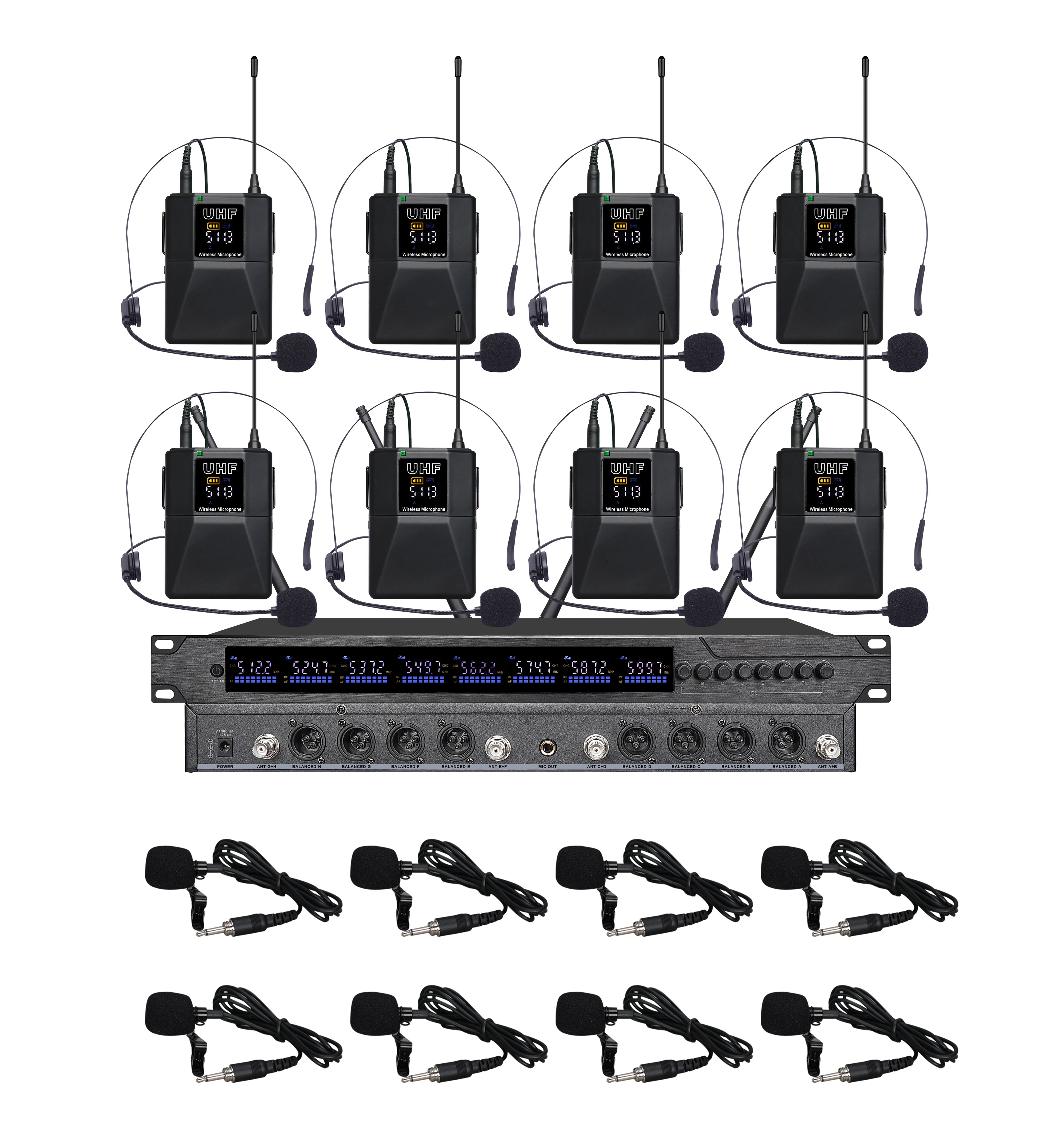 4/8 Channel Handheld/Conference/Lavalier MIC UHF Wireless Microphone Professional UHF Microphone System for Concert/stage/Church