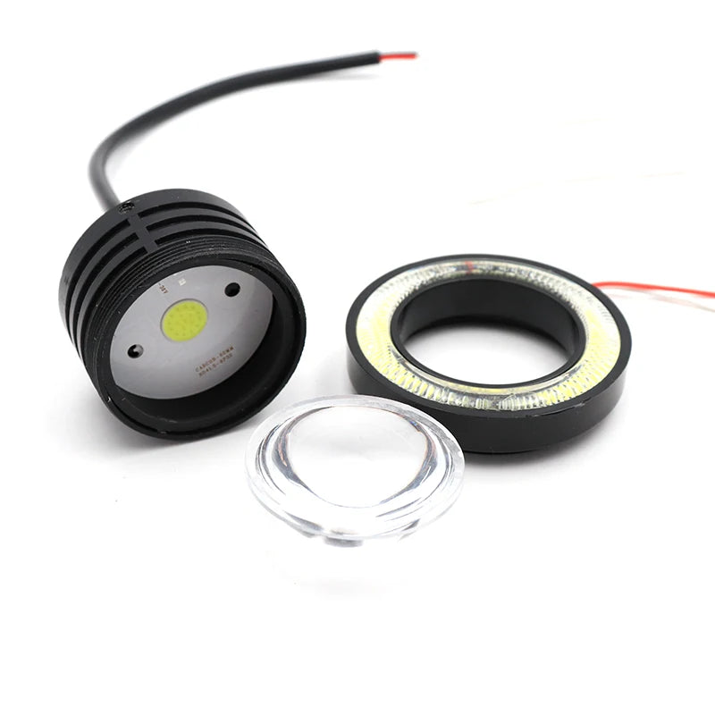 2pcs 3.0 Angel Eyes Fog Lamp 12V Universal 2.5 COB LED DRL Lamp 3.5 Driving Lights White Blue Pink Yellow Green 64/76/89mm