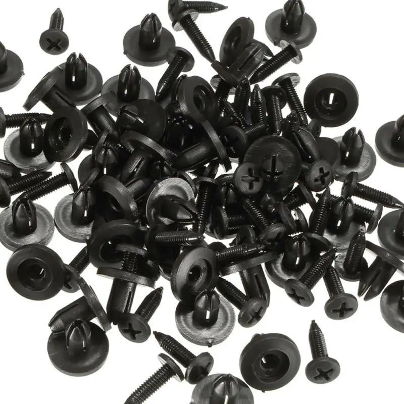 50pcs Car Body 6mm Hole Dia Plastic Rivets Fastener Fender Bumper Push Pin Black Universal Car Fasteners Clip Auto Accessories