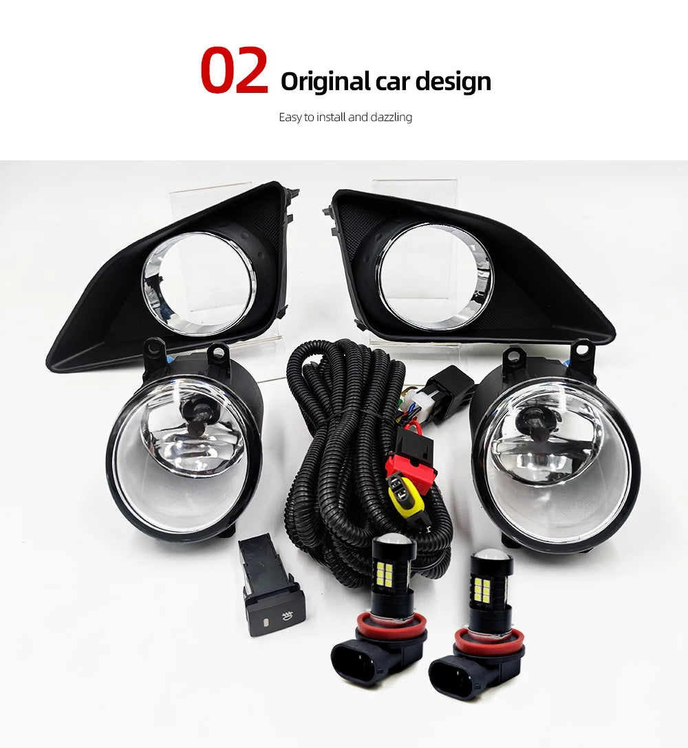 1 Set For Toyota Corolla 2008 2009 2010 Led Fog Lights Fog Lamp Assembly Fog Light Cover Grill Headlight Foglights Frame Frames