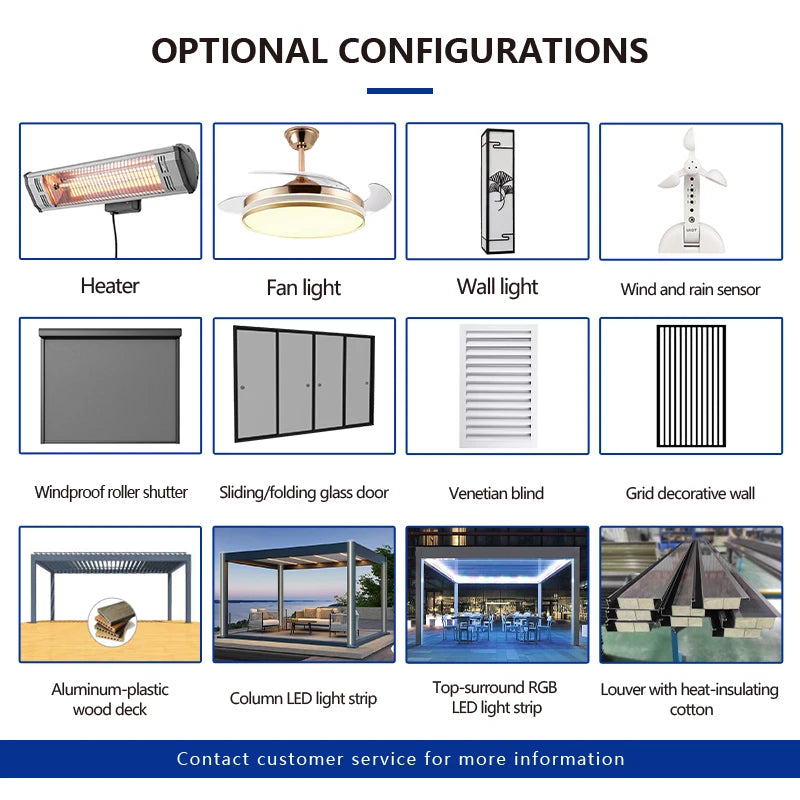 Modern Motorized Waterproof Aluminum Pergola Outdoor Furniture Garden Patio Foshan Pergola