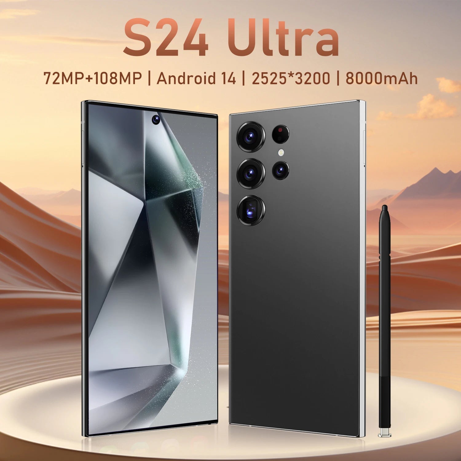 Hot Selling S24 Ultra 5G 7.3-Inch HD Screen Original Smart Phone with 108MP Rear Camera High Quality Sound and Stereo Speakers
