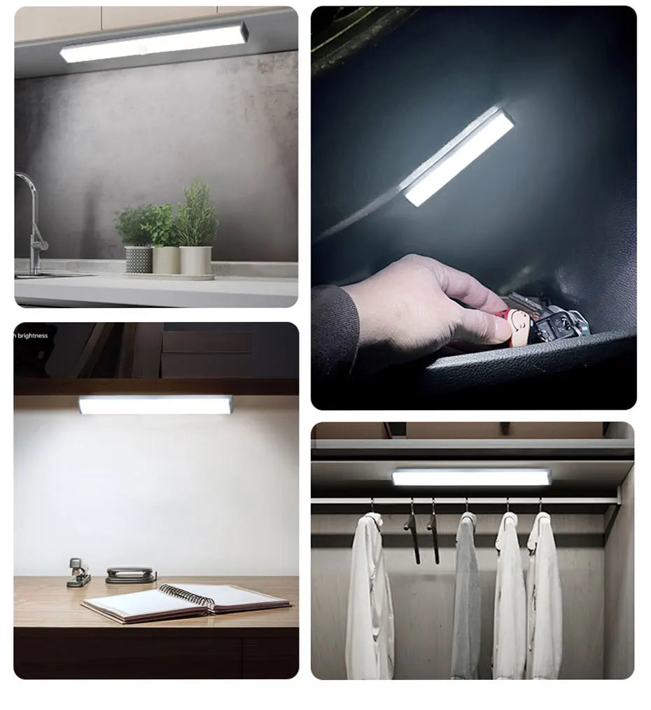 Wireless Car LED Strip Lights Foot Light Rechargeable Human Body Induction Night Light for Car Trunk Magnetic Reading Lamp