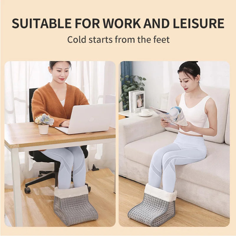 Soft Fleece Electric Heated Foot Warmer Auto-Off Feature Portable Household Bedroom Heater for Work Sleep Overheat Protection