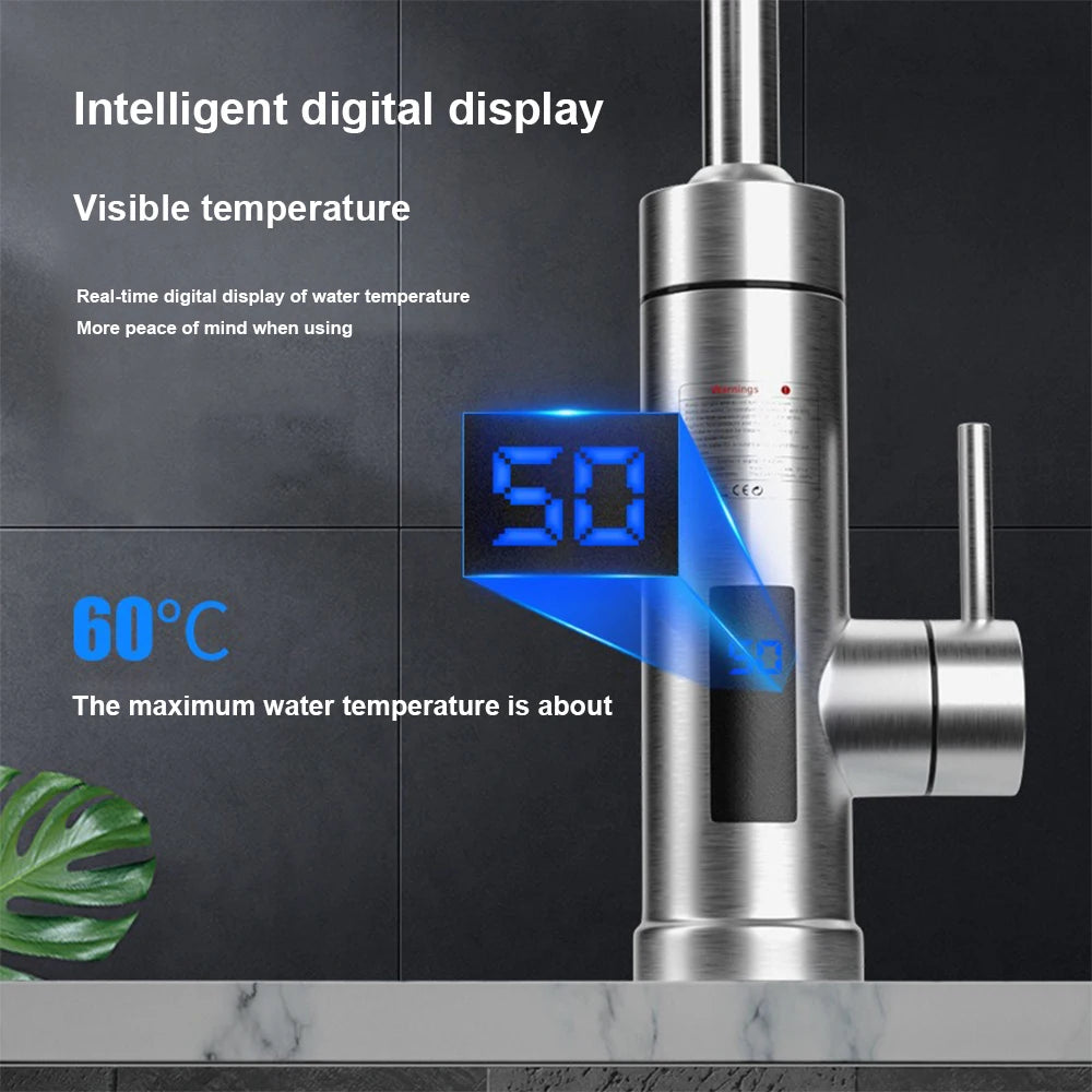 220v 110v Stainless Steel Electric Water Heater Faucet 360 Degree LED Faucet Tap Single Handle for Hot & Cold Water